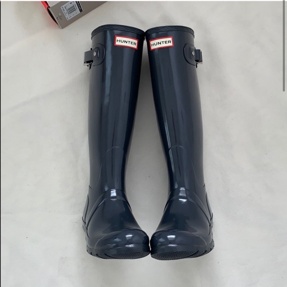 Hunter original tall gloss rain boots in dark slate
